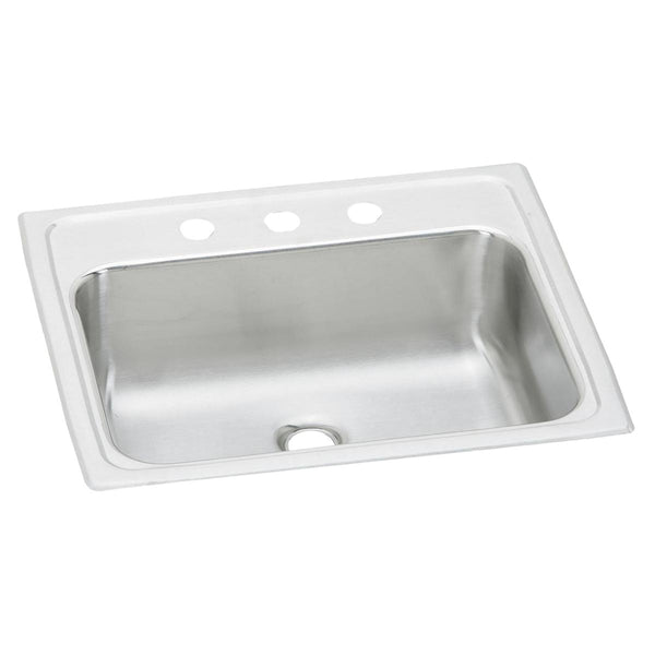 Elkay Celebrity 19" Rectangular Drop In/Topmount Stainless Steel ADA Bathroom Sink, Brushed Satin, 3 Faucet Holes, PSLVR1917LO3