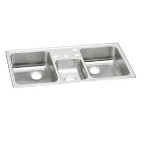 Alternate Image for Elkay Celebrity 43" Drop In/Topmount Stainless Steel Kitchen Sink, 40/20/40 Triple Bowl, Brushed Satin, No Faucet Hole, PSMR43220