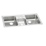 Elkay Celebrity 43" Drop In/Topmount Stainless Steel Kitchen Sink, 40/20/40 Triple Bowl, Brushed Satin, 4 Faucet Holes, PSMR43224