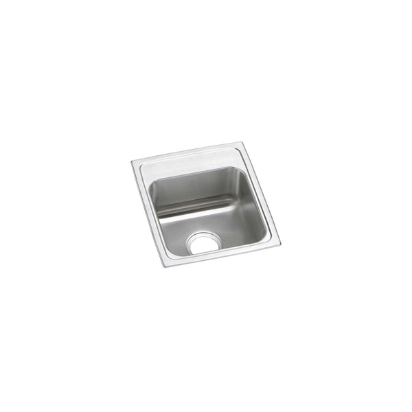 Elkay Celebrity 15" Square Stainless Steel Bar/Prep Sink, Brushed Satin, No Faucet Hole, PSR15170