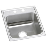 Elkay Celebrity 17" Drop In/Topmount Stainless Steel Kitchen Sink, Brushed Satin, 2 Faucet Holes, PSR17202