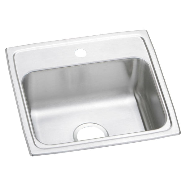 Elkay Celebrity 19" Drop In/Topmount Stainless Steel Kitchen Sink, Brushed Satin, 1 Faucet Hole, PSR19181