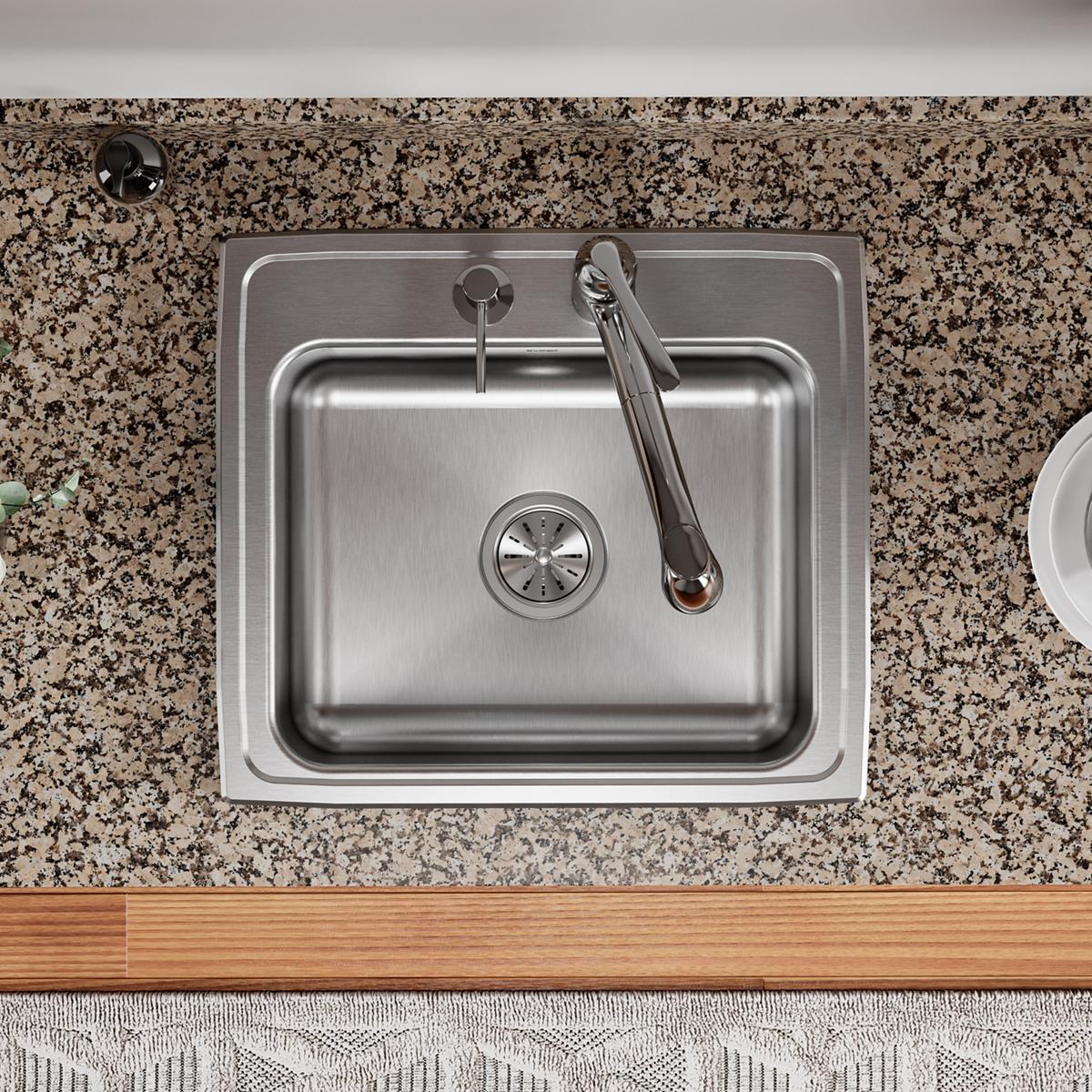 Elkay Celebrity 22" Drop In/Topmount Stainless Steel Kitchen Sink, Brushed Satin, 2 Faucet Holes, PSR22192