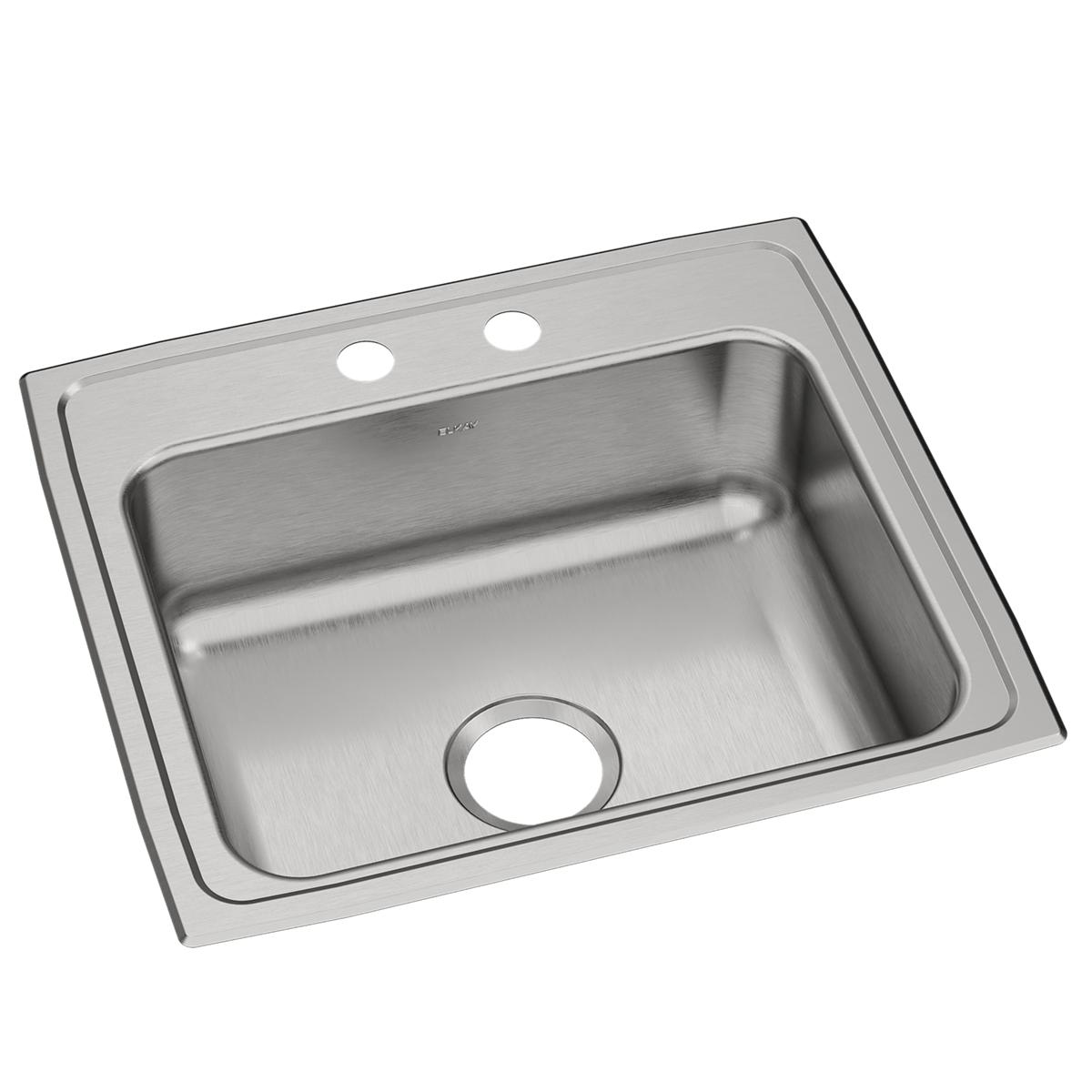 Elkay Celebrity 22" Drop In/Topmount Stainless Steel Kitchen Sink, Brushed Satin, 2 Faucet Holes, PSR22192