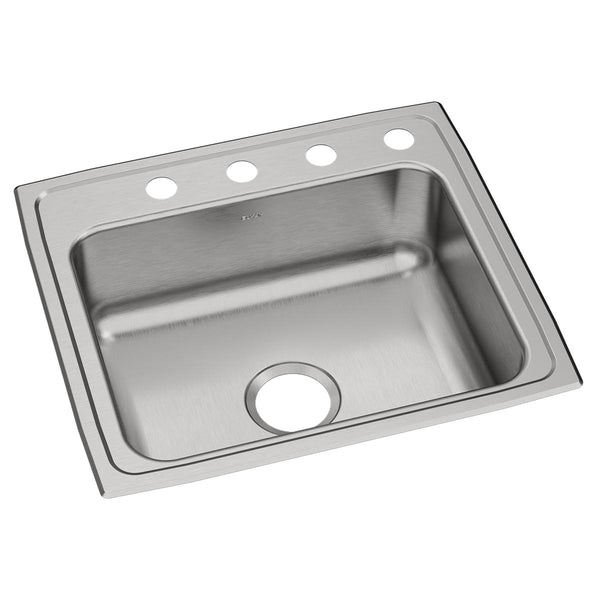 Elkay Celebrity 22" Drop In/Topmount Stainless Steel Kitchen Sink, Brushed Satin, 4 Faucet Holes, PSR22194