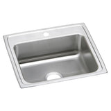 Elkay Celebrity 25" Drop In/Topmount Stainless Steel Kitchen Sink, Brushed Satin, 1 Faucet Hole, PSR25221