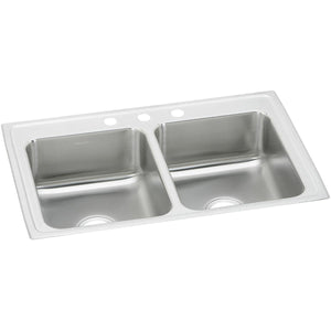 Alternate Image for Elkay Celebrity 33" Drop In/Topmount Stainless Steel Kitchen Sink, 50/50 Double Bowl, Brushed Satin, 3 Faucet Holes, PSR33193