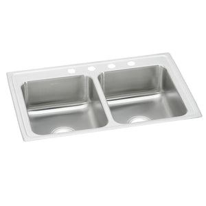 Alternate Image for Elkay Celebrity 33" Drop In/Topmount Stainless Steel Kitchen Sink, 50/50 Double Bowl, Brushed Satin, 2 Faucet Holes, PSR33192