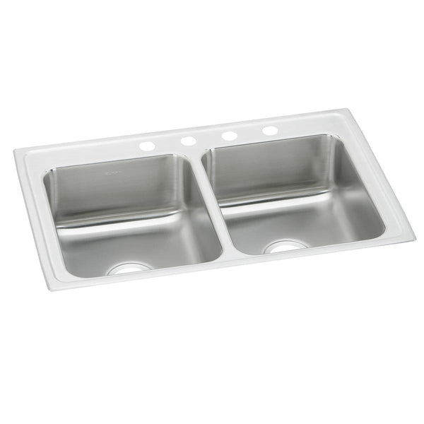 Elkay Celebrity 33" Drop In/Topmount Stainless Steel Kitchen Sink, 50/50 Double Bowl, Brushed Satin, 2 Faucet Holes, PSR33192