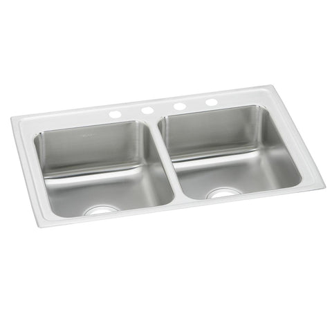 Elkay Celebrity 33" Drop In/Topmount Stainless Steel Kitchen Sink, 50/50 Double Bowl, Brushed Satin, 1 Faucet Hole, PSR33191