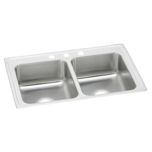 Alternate Image for Elkay Celebrity 33" Drop In/Topmount Stainless Steel Kitchen Sink, 50/50 Double Bowl, Brushed Satin, 3 Faucet Holes, PSR33213