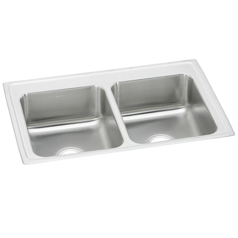 Elkay Celebrity 33" Drop In/Topmount Stainless Steel Kitchen Sink, 50/50 Double Bowl, Brushed Satin, No Faucet Hole, PSR33220