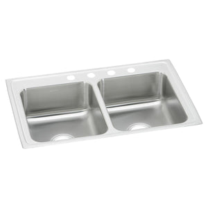 Alternate Image for Elkay Celebrity 33" Drop In/Topmount Stainless Steel Kitchen Sink, 50/50 Double Bowl, Brushed Satin, 4 Faucet Holes, PSR33224
