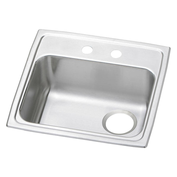 Elkay Celebrity 20" Drop In/Topmount Stainless Steel ADA Utility Sink, Brushed Satin, 2 Faucet Holes, PSRADQ191955R2