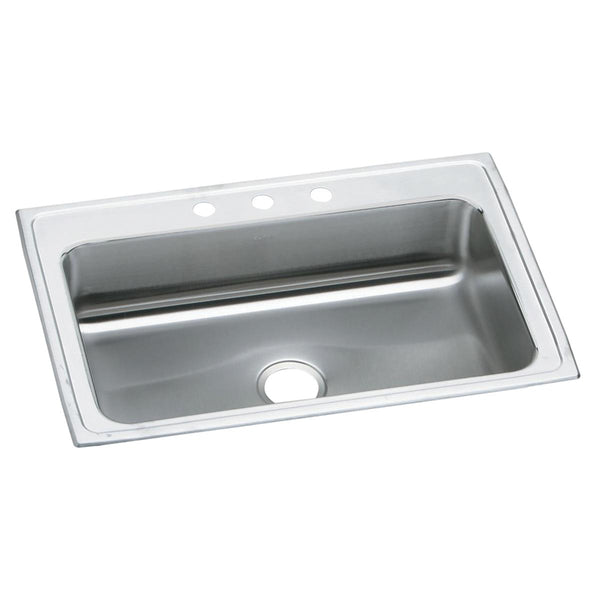 Elkay Celebrity 33" Drop In/Topmount Stainless Steel Kitchen Sink, Brushed Satin, 3 Faucet Holes, PSRS33223