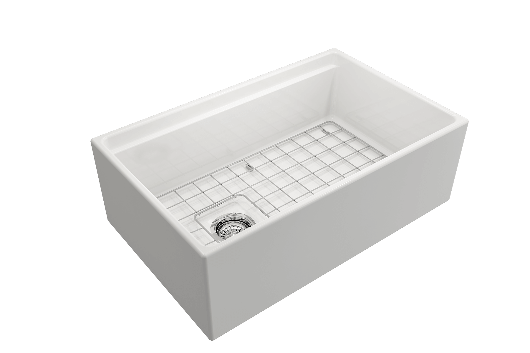 BOCCHI Contempo 30" Fireclay Workstation Farmhouse Sink Kit with Faucet and Accessories, White (sink) / Chrome (faucet), 1344-001-2020CH