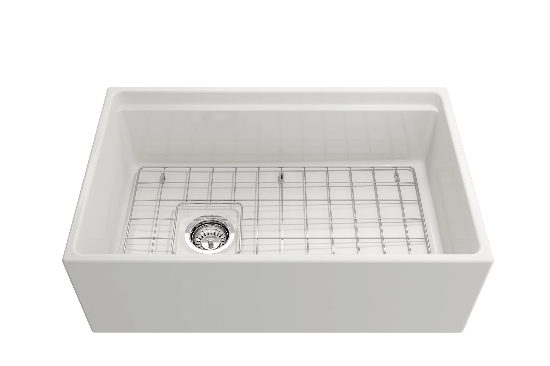 BOCCHI Contempo 30" Fireclay Workstation Farmhouse Sink Kit with Faucet and Accessories, White (sink) / Chrome (faucet), 1344-001-2020CH