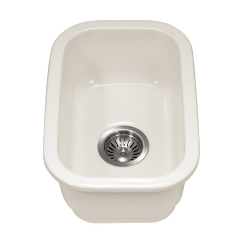 Houzer Platus 13 inch Biscuit Fireclay Undermount Single Bowl Bar Sink- PTB-1318 BQ-C