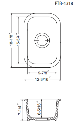 Houzer Platus 13 inch Biscuit Fireclay Undermount Single Bowl Bar Sink- PTB-1318 BQ-C