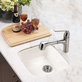 Houzer Platus 19 inch Biscuit Fireclay Undermount Square Single Bowl Bar Sink - PTB-1919 BQ-C with Basket Strainer and Basin Grid Included