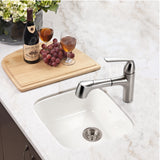 Houzer Platus 19 inch White Fireclay Undermount Square Bar Sink with Strainer & Grid- PTB-1919 WH-C