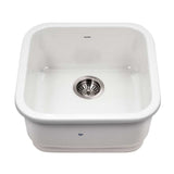 Houzer Platus 19 inch White Fireclay Undermount Square Bar Sink with Strainer & Grid- PTB-1919 WH-C