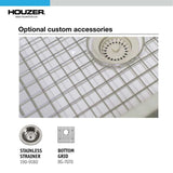 Houzer Platus 19 inch White Fireclay Undermount Square Bar Sink with Strainer & Grid- PTB-1919 WH-C