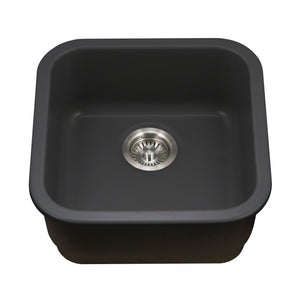 Alternate Image for Houzer 19" Fireclay Undermount Bar Sink, Black, Platus Series, PTB-1919 BL