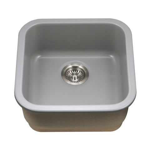 Houzer 19" Fireclay Undermount Bar Sink, Grey, Platus Series, PTB-1919 GR