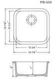 Houzer Platus 19 inch White Fireclay Undermount Square Bar Sink with Strainer & Grid- PTB-1919 WH-C