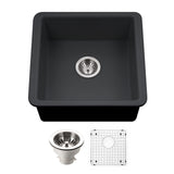 Houzer Platus 20 inch Black Fireclay Undermount Square Single Bowl Bar Sink - PTB-2020 BL