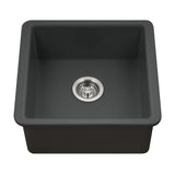 Houzer Platus 20 inch Black Fireclay Undermount Square Single Bowl Bar Sink - PTB-2020 BL