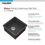 Houzer Platus 20 inch Black Fireclay Undermount Square Single Bowl Bar Sink - PTB-2020 BL