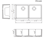 Houzer Platus 32" Fireclay 50/50 Low Divide Double Bowl Farmhouse Kitchen Sink with Accessories, White, PTD-6400 WH-C