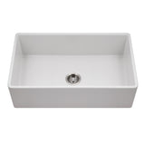 Houzer Platus 33 inch Matte White Fireclay Apron Front Farmhouse Single Bowl Kitchen Sink - PTG-4300 MWH