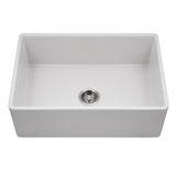 Houzer Platus 30 inch Matte White Fireclay Apron Front Farmhouse Single Bowl Kitchen Sink - PTS-4100 MWH