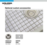 Houzer Platus 24 inch White Fireclay Undermount Single Bowl Kitchen Sink with Strainer & Grid - PTU-2400 WH-C