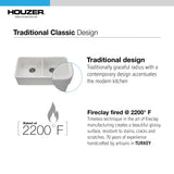 Houzer Platus 32" Fireclay 50/50 Double Bowl Undermount Kitchen Sink with Accessories, White, PTU-3200 WH-C