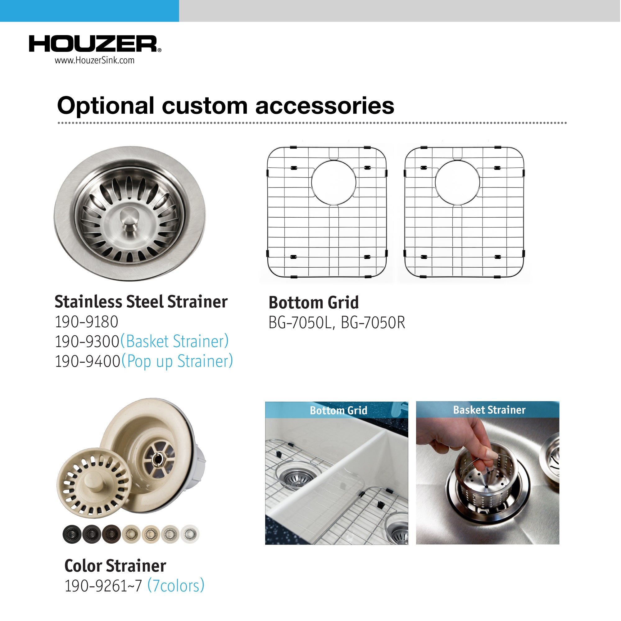 Houzer Platus 32" Fireclay 50/50 Double Bowl Undermount Kitchen Sink with Accessories, White, PTU-3200 WH-C