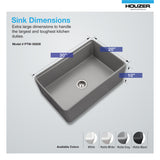 Houzer Aspire 30 inch Gray Fireclay Farmhouse Apron Front Single Bowl Workstation Sink with Accessories - PTW-3020S GR