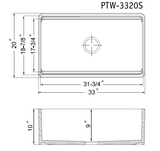 Houzer Aspire 33 inch White Fireclay Farmhouse Apron Front Single Bowl Workstation with Accessories - PTW-3320S WH