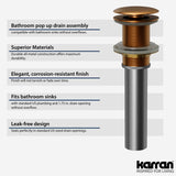 Karran Bathroom Accessory PU25 Pop-Up Vanity Bowl Drain in Brushed Copper, Lead-free Brass, PU25BC