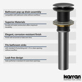 Karran Bathroom Accessory PU25 Pop-Up Vanity Bowl Drain in Gunmetal Grey, Lead-free Brass, PU25GG