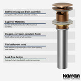 Karran Bathroom Accessory PUOF25 Pop-Up Vanity Bowl Drain with Overflow in Brushed Copper, Lead-free Brass, PUOF25BC