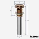 Karran Bathroom Accessory PUOF25 Pop-Up Vanity Bowl Drain with Overflow in Brushed Copper, Lead-free Brass, PUOF25BC