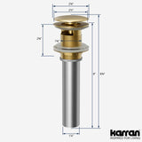 Karran Bathroom Accessory PUOF25 Pop-Up Vanity Bowl Drain with Overflow in Brushed Gold, Lead-free Brass, PUOF25BG