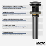 Karran Bathroom Accessory PUOF25 Pop-Up Vanity Bowl Drain with Overflow in Gunmetal Grey, Lead-free Brass, PUOF25GG