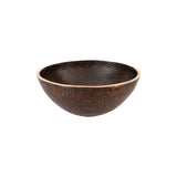 Premier Copper Products 13" Round Hand Forged Old World Copper Vessel Bathroom Sink, Matching Drain and Accessories, Oil Rubbed Bronze, BSP5_PV13RDB-P