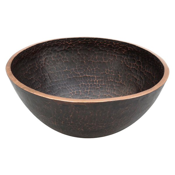 Main Image of Premier Copper Products 13" Round Copper Bathroom Sink, Oil Rubbed Bronze, PV13RDB