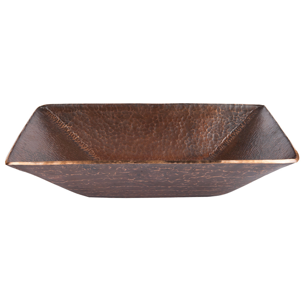 Premier Copper Products 17" Modern Rectangle Hand Forged Old World Copper Vessel Bathroom Sink, Matching Drain and Accessories, Oil Rubbed Bronze, BSP5_PVMRECDB-P